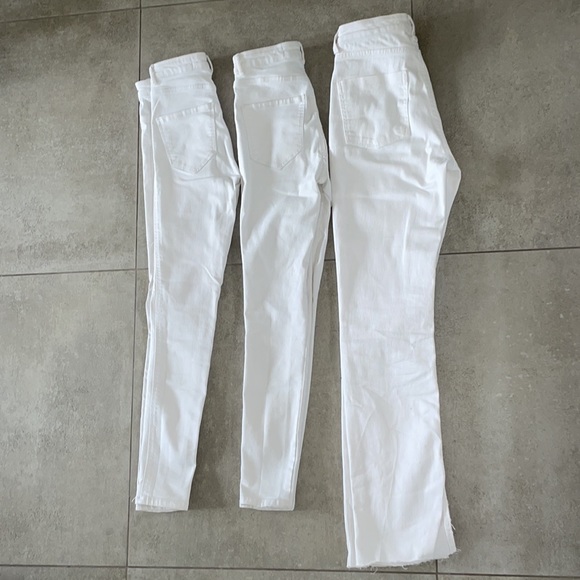 Zara White Jeans, Set of 3, Straight Leg, Skinny, High Waist, Size 24 and 26 - Picture 3 of 7